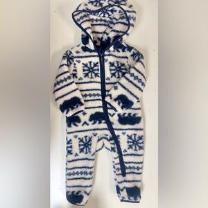 Old Navy Sherpa One Piece Piece Snow Flake  Bunting 18-24m Navy Polar Bear